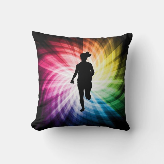 Girl Marathon Runner Throw Pillow (Front)
