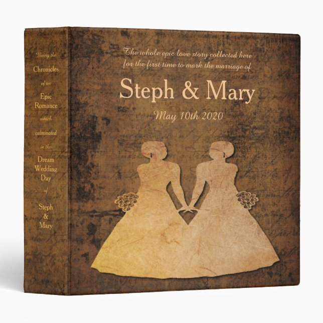 Girl Meets Girl Love Story Gay Wedding Album Binder (Front/Spine)