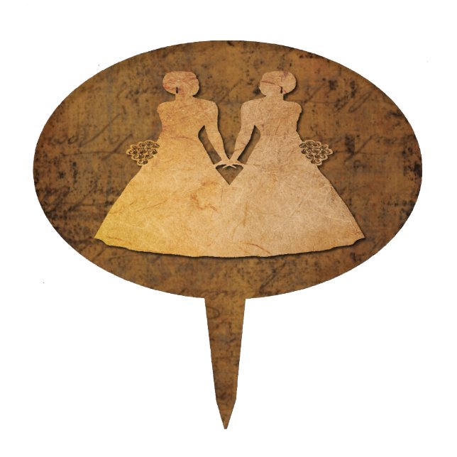 Girl Meets Girl Story Lesbian Wedding Cake Topper (Front)