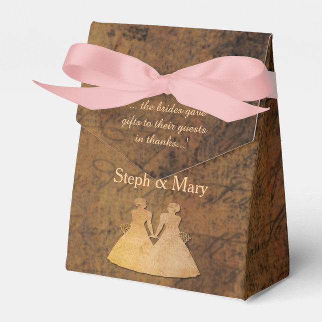 Girl Meets Girl Story Lesbian Wedding Favor Box (Front Side)