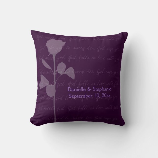 Girl Meets Girl Throw Pillow (Front)
