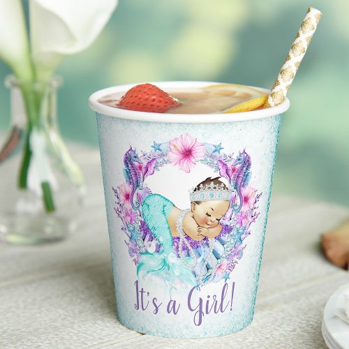 Girl Mermaid Baby Shower Paper Cups