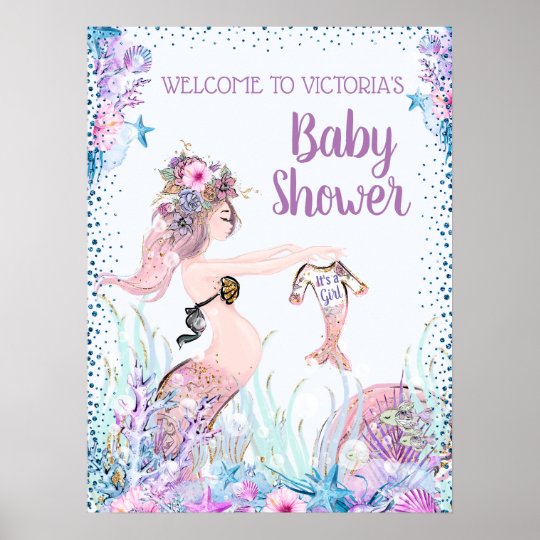 Girl Mermaid Baby Shower Signs Zazzle Com