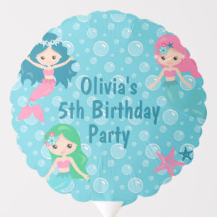 Girl Mermaid Birthday Party Personalized Kids Balloon