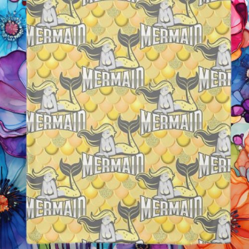 Girl Mermaid Crew Party yellow Duvet Cover