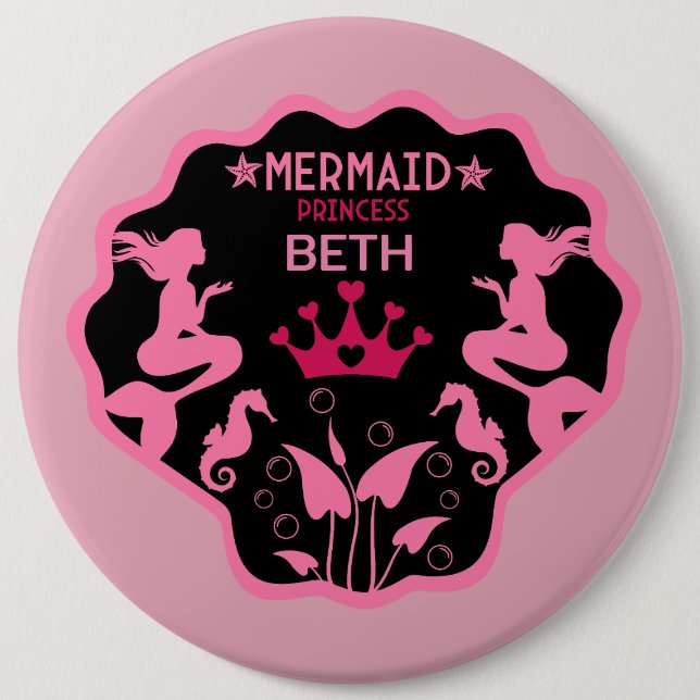  Girl Mermaid Princess Button (Front)