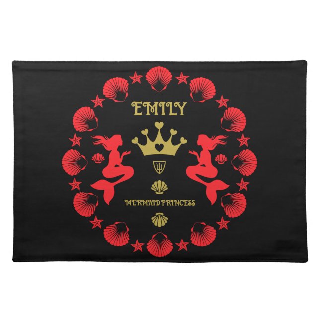  Girl Mermaid Princess Cloth Placemat (Front)