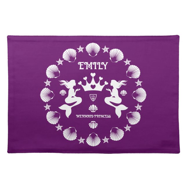  Girl Mermaid Princess Cloth Placemat (Front)