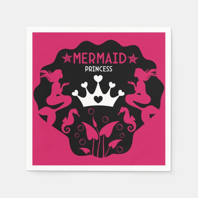  Girl Mermaid Princess Napkins (Front)
