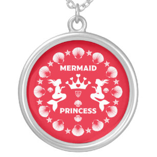  Girl Mermaid Princess Silver Plated Necklace