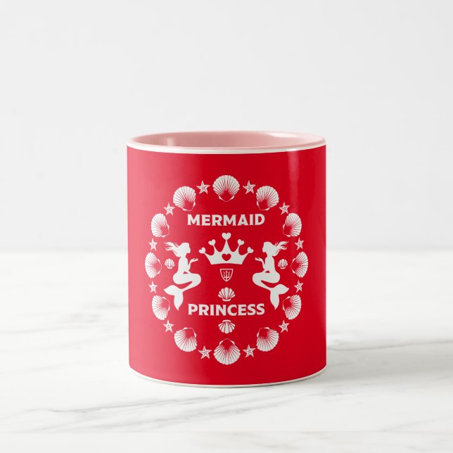  Girl Mermaid Princess Two-Tone Coffee Mug (Center)