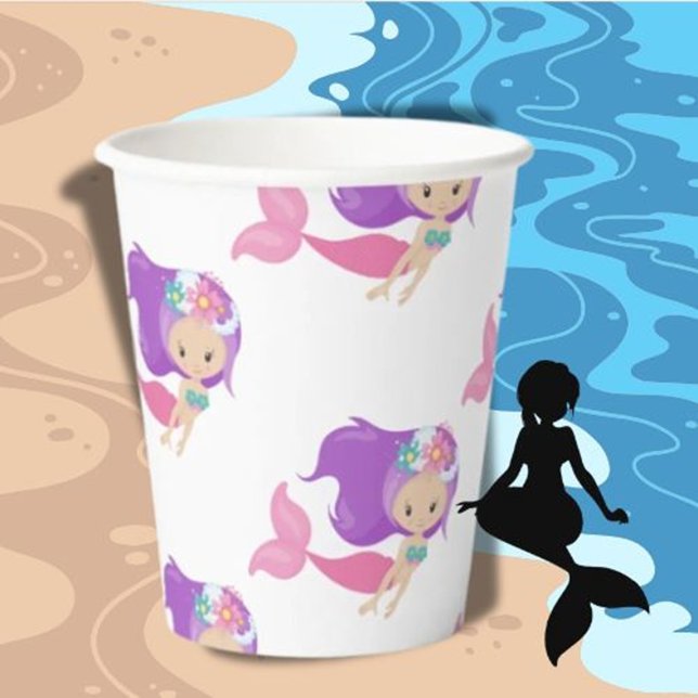 Girl mermaids  Paper Cups (MERMAID PARTY Summer Ocean theme)