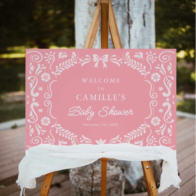 Girl Mexican Baby Shower Welcome Sign (Pink Mexican Fiesta Baby Shower Welcome sign)