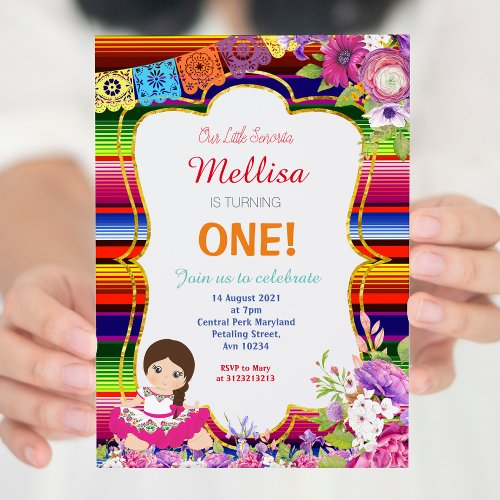 Girl Mexican Fiesta Birthday Party Invitation