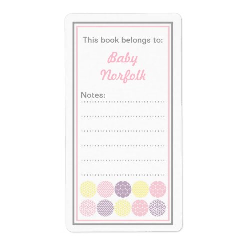 Girl Modern Dot Bookplates with message area