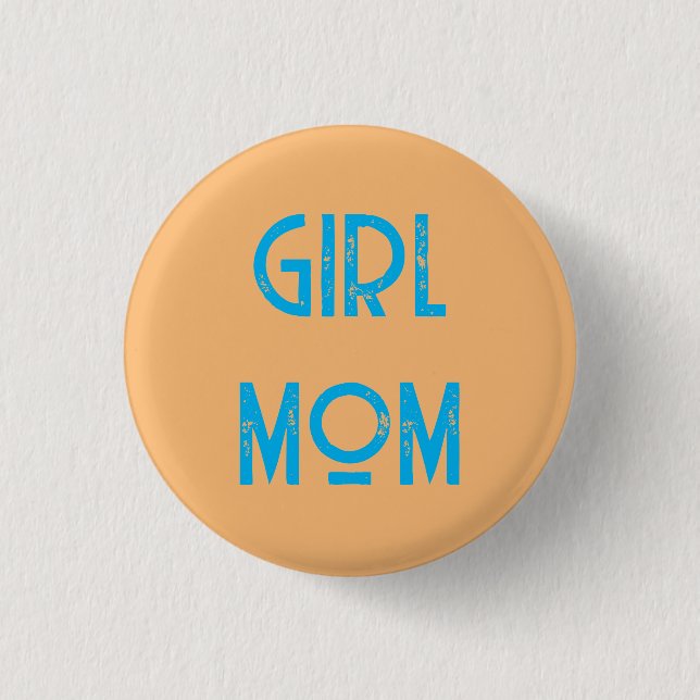 girl mom peach button badge pin (Front)