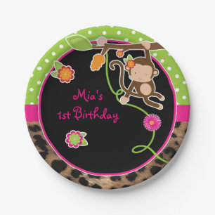 Girl Monkey Chic Safari Jungle Chic Party Plates