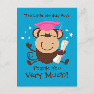 Girl Monkey Graduate Custom Postcard