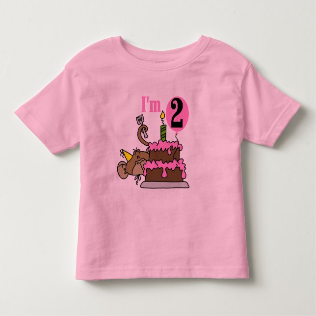 Girl Monkey I'm 2 Birthday Tshirts (Front)
