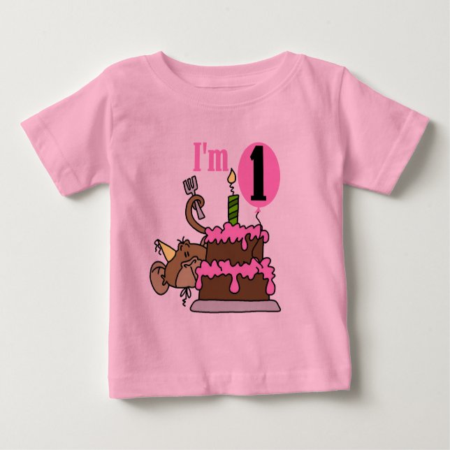 Girl Monkey I'm One Birthday Tshirts (Front)