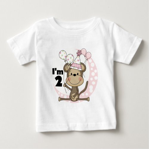 Girl Monkey in Party Hat 2nd Birthday Baby T_Shirt