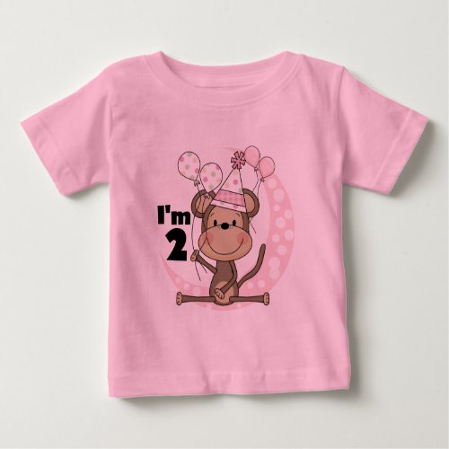 Girl Monkey in Party Hat 2nd Birthday Baby T_Shirt