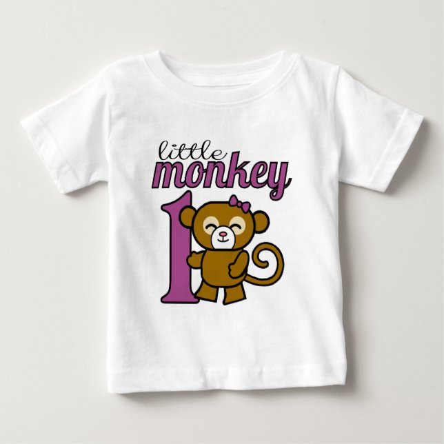 Girl Monkey is 1 Baby T-Shirt (Front)
