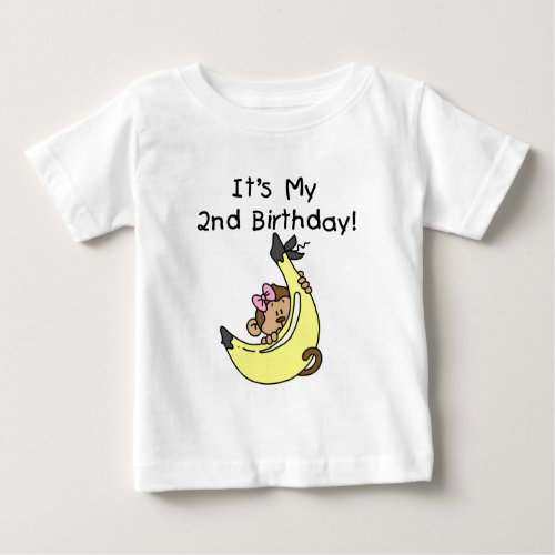 Girl Monkey on Banana 2nd Birthday Tshirts