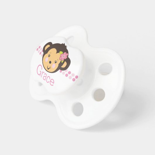 Girl Monkey | Personalized Pacifier (Front Right)