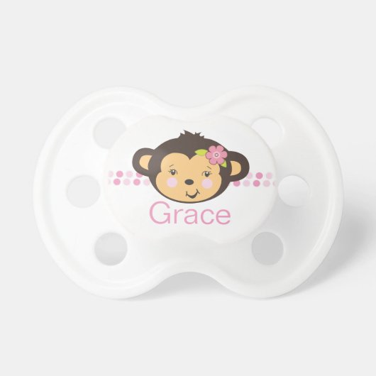 Girl Monkey | Personalized Pacifier (Front)