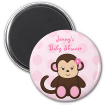 Girl Monkey Polka Dots Baby Shower Favor Magnets