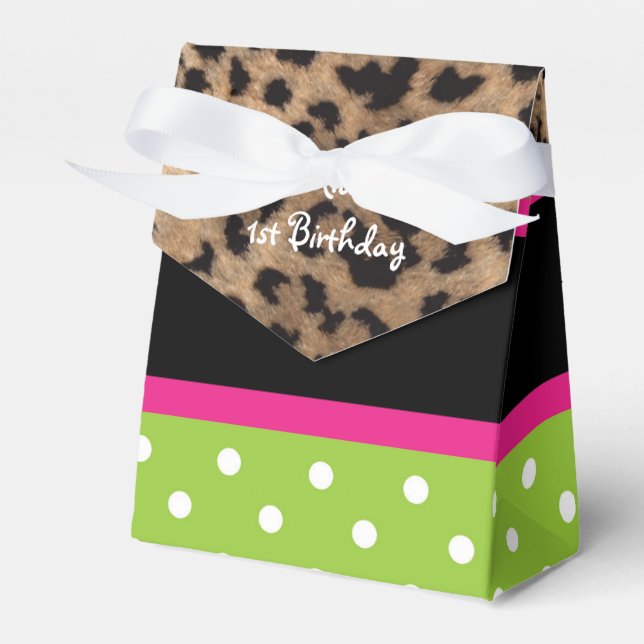 Girl Monkey Safari Chic Birthday Party Favor Boxes (Front Side)