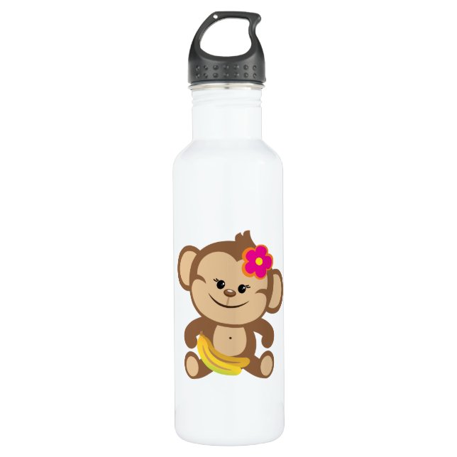 Girl Monkey With Banana Water Bottle (Front)