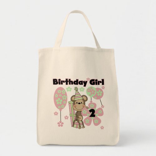 Girl Monkey With Gifts 2nd Birthday Tshirts Tote Bag