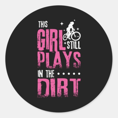 Girl Mountain Biker Downhill Classic Round Sticker