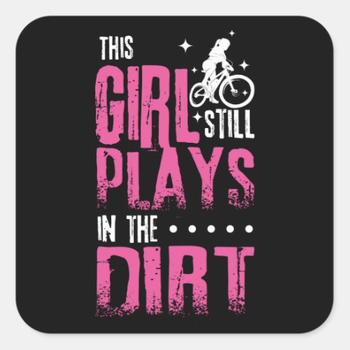 Girl Mountain Biker Downhill Square Sticker