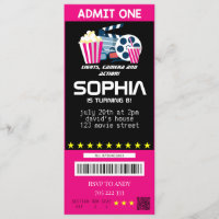 Girl Movie Party Movie Tickets Pink Birthday