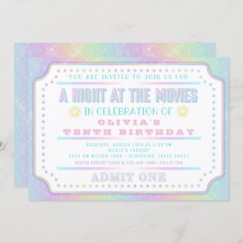 Girl Movie Ticket Birthday Party Invitation by InvitationCentral at Zazzle