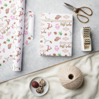 Girl My First Rodeo Cowboy 1st Birthday Wrapping Paper