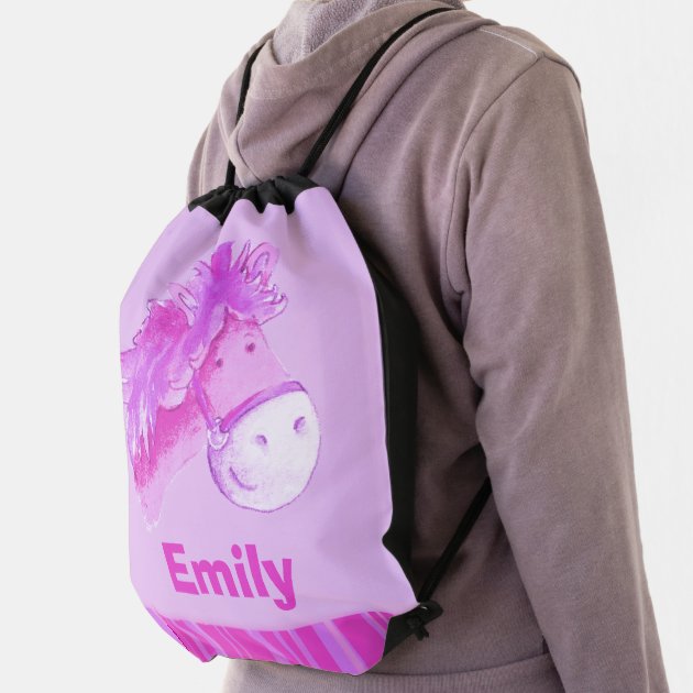 purple drawstring bag