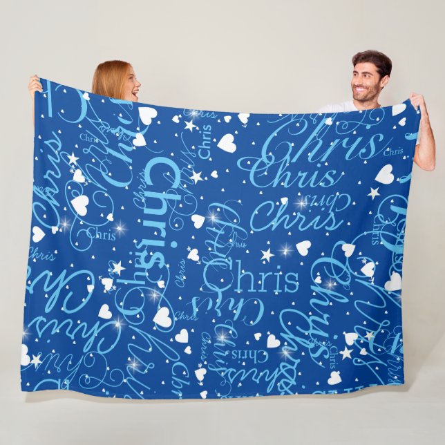 Girl Name Girly Personalized Sky Blue Fleece Blanket (In Situ)