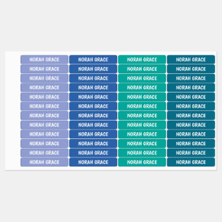 Girl name labels water proof, mermaid ocean colors