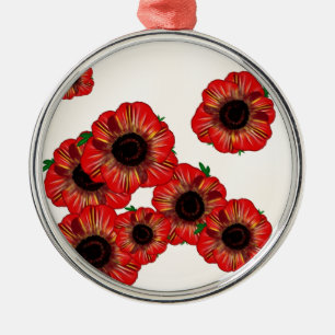 Girl name Poppy, red poppy pattern Art by LeahG Metal Ornament
