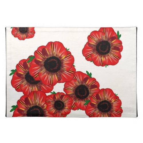 Girl name Poppy red poppy pattern Art by LeahG Placemat