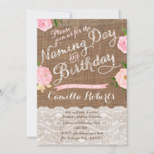 Girl Naming Day and Birthday Party Invitations