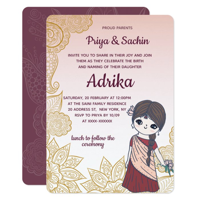 Namkaran Baby Naming Ceremony Invitation Zazzle Namkaran Baby Naming Ceremony