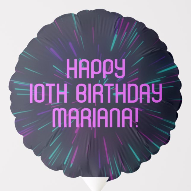 Girl Neon Purple Pink Glow Party Balloon (Front)