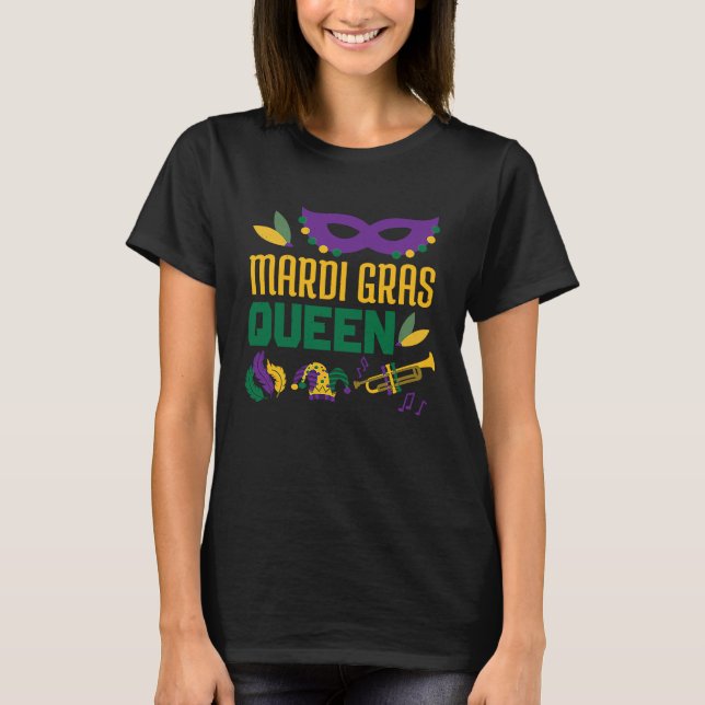 Girl New Orleans Mardi Festival Parade Beads Mardi T-Shirt (Front)