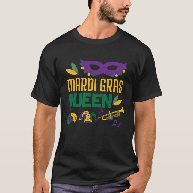 Girl New Orleans Mardi Festival Parade Beads Mardi T-Shirt (Front)