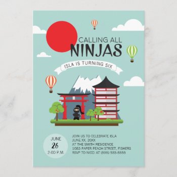 Girl Ninja Birthday Party Invitation - Japanese by joyonpaper at Zazzle